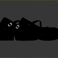 Fashionable Black Leather Platform Shoes With Cross Straps And Metal Buckles