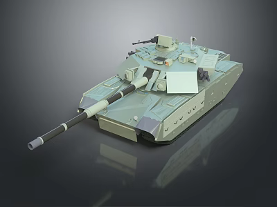 Modern Military Tank With Long Barrel Turret And Armored Body Design 3d model