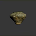 Sculpture Carving Of Ancient Ceramic Jar With Broken Rim Textured Surface Patina