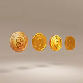 Stylish Gold Jewelry Coins With Intricate Dollar Sign Design And Shiny Metallic Finish