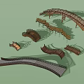 Scenic Landscape Bridges With Various Curved Wooden Designs And Unique Structures