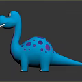 Cute Blue Cartoon Dinosaur Character With Purple Spots And Friendly Look