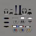 Various Computer Gaming Devices Collection With Handheld Consoles Headphones And Controllers 3d model