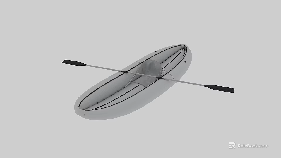 Traditional Wooden Kayak With Paddle And Lightweight Inflatable Structure For Recreational Water Sports 3d model 