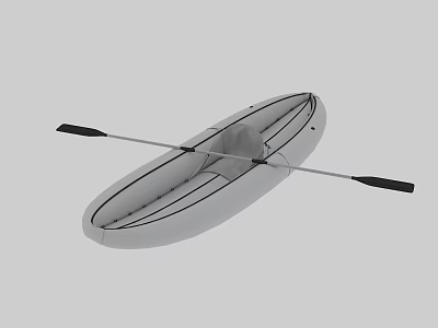 Traditional Wooden Kayak With Paddle And Lightweight Inflatable Structure For Recreational Water Sports 3d model