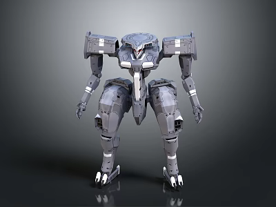 Game Movie Character Grey Armored Mechanical Robot With Standing Pose Design 3d model