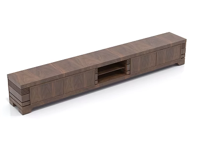Sleek Modern Wooden TV Stand With Drawers And Open Storage Shelves Design 3d model