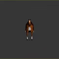 Orange Horse with Black Mane White Legs and Red Decorated Saddle on Reflective Surface 3d model
