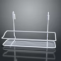 White Hanging Storage Rack With Grid Design And Two Hooks For Home Organizing 3d model