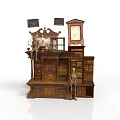 Vintage Wooden Furniture With Multiple Drawers Cabinets Clock And Decorations