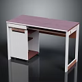 Home Office Desk with Purple Tabletop White Frame Drawer and Wheels