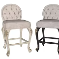 Bar Stools With Tufted Backrest Padded Seat And Carved Legs In Light And Dark Colors