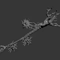 Biological Organ Anatomical 3D Model With Hair Like Neural Branches White Structure