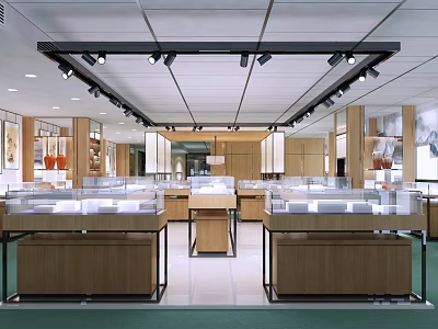 New Chinese Jewelry Store Jewelry Showroom Booth Crystal Chandelier Jewelry Store 3d model