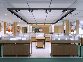 New Chinese Jewelry Store Jewelry Showroom Booth Crystal Chandelier Jewelry Store 3d model