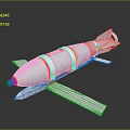 Aerial Bomb Weapon 3D Model With Metallic Surface Sleek Design And Tail Fins