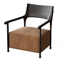 Modern Leisure Chair With Black Frame And Brown Upholstered Seat Cushion