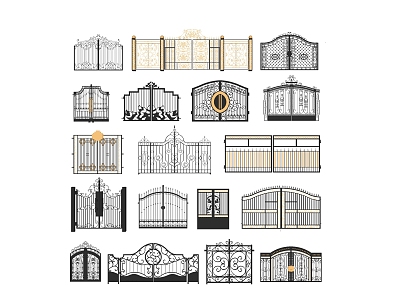 European style railing outdoor garden villa wrought iron gate model