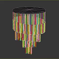 Modern Chandelier With Yellow Hanging Columns And Black Circular Top