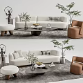 Quiet Sofa Tea Table Combination Sofa Coffee Table 3d model