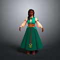 Women's Green Traditional Dress With Decorative Belt And Classic Design For Daily Use