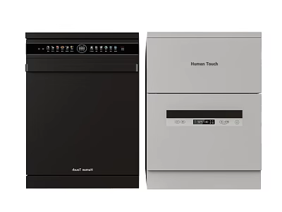 Modern Black and Silver Dishwashers Kitchen Appliances With Control Panels 3d model