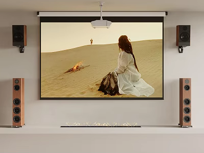 High Quality Home Theater Audio System With Projector Screen And Surround Sound Speakers 3d model