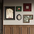 Wall Decor With Various Framed Artworks And Different Patterns On Interior Wall 3d model