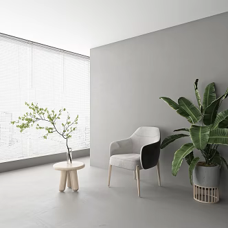 Modern Single Sofa Leisure Chair Potted Plant 3d model