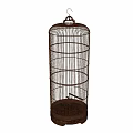 Vintage Metal Birdcage Striped Cylindrical Decorative Ornament Set with Hook and Base