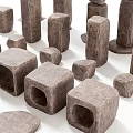 Artistic Stacked Stone and Wood Sculptures With Geometric Hollow Shapes and Textures