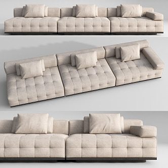 Modern three-seat sofa multiplayer sofa 3d model