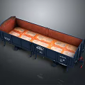 Railway Freight Car With Dark Blue Exterior Orange Interior Number 81054 Metal Structure