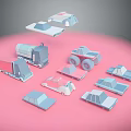 Colorful Toy Car Models Including Trucks Sedans And Construction Vehicles On Pink Background