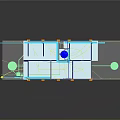 3D Rendered Industrial Equipment With Transparent Structure Orange Support Pillars And Green Containers