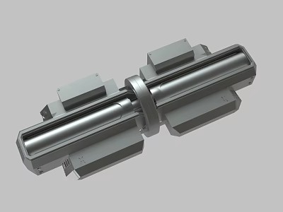 Sleek Metal Mechanical Part 3D Model With Cylindrical Body And Square Connectors 3d model