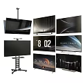 Various Modern TV Models With Different Stands And Diverse Screen Displays 3d model