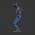 Blue Mechanical Robot Character With Metallic Texture And Articulated Joints