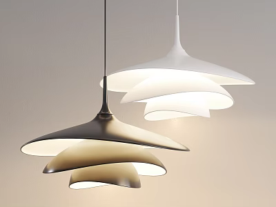 Modern Multi Layered Pendant Lights In Black And White With Warm Glow For Interior Space 3d model