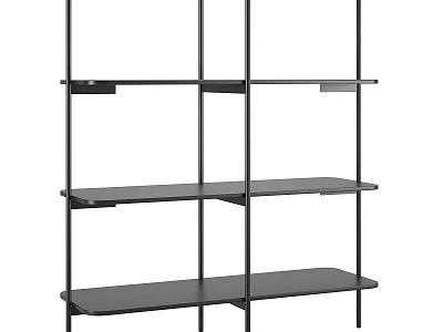 Modern Black Metal Open Shelf Unit With Multiple Shelves For Home Storage 3d model