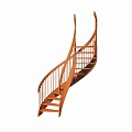 Elegant Modern Spiral Wooden Staircase Design With Curved Handrail And Wooden Steps