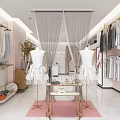 Modern Fashion Clothing Store Interior With Mannequins And Hanging Clothes