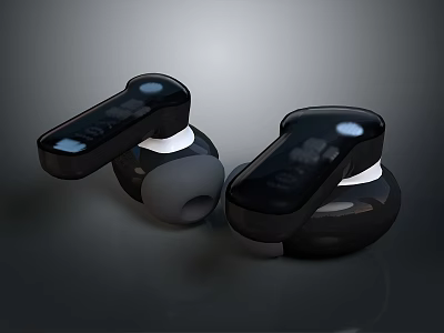 Sleek Black Wireless Earbuds With Modern Design LED Indicators And Ergonomic Fit 3d model