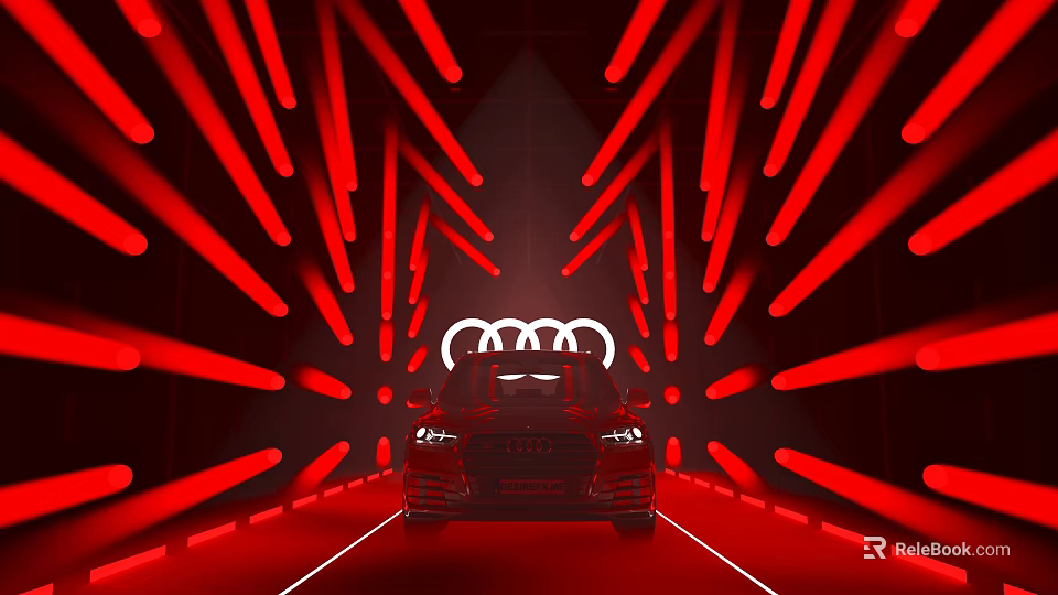 Audi Event Channel Featuring Red Lights Red Lines And Front Logo Car 3d model 