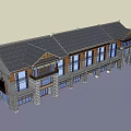 Modern Commercial Complex Exterior Design With Traditional Style Roof And Large Windows Multi story Structure