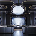 Futuristic KTV Interior With Sofas Large Screens And Lighting 3d model
