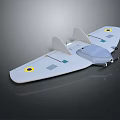 White Model Airplane With Yellow Circular Markers And Gray Square Panels 3d model