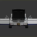 Vintage White Blue Striped Convertible Car with Open Doors and Hood