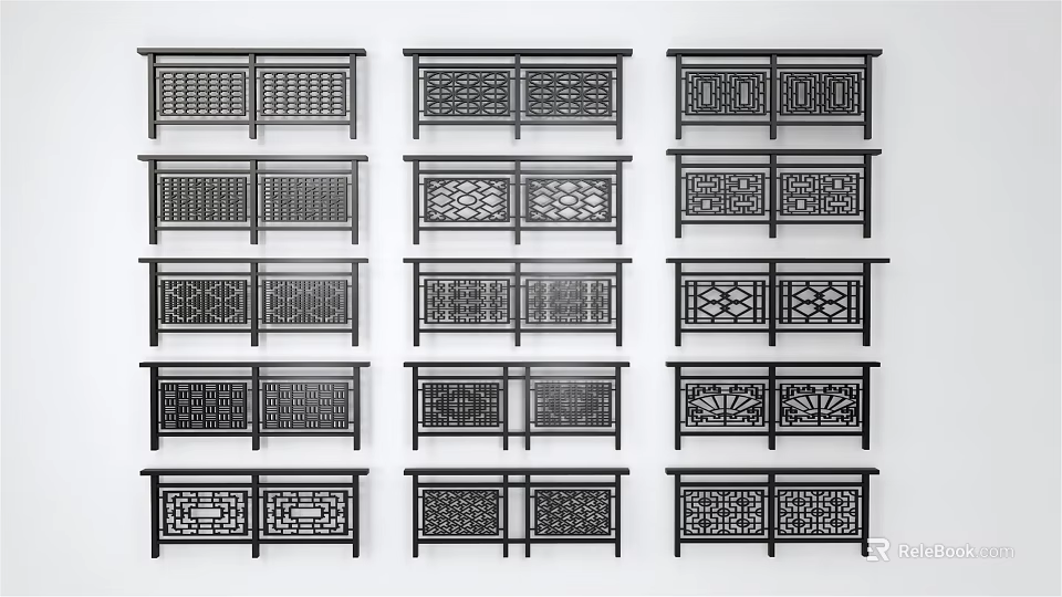 Various Decorative Fence Styles Featuring Intricate Patterns And Classic Design Elements 3d model 