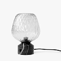 Modern Table Lamp With Transparent Textured Glass Shade And Black Marble Base